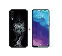 DQG Funda para ZTE Blade A7 2020 + Protector de Pantalla Protectora Vidrio Cristal Film Templado, Negro Suave TPU Silicona Cover Carcasa Caso Case para ZTE Blade A7 2020 (6,09") - LLM22
