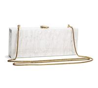 DQinLit Pearl Acrylic Clutch Purse - Elegant Evening Handbag Shoulder Bag for Wedding Dinner Party Prom White 9.84"*3.94"*1.77"