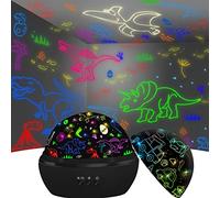 DQMOON Dinosaurios Juguetes para Niños y Niñas de 3-8 Años, 2 en 1 Luces Proyectoras de Dinosaurios para Niños, Lámpara de Decoración con Rotación de 360°Regalos de Dinosaurios Cumpleaños Regalos