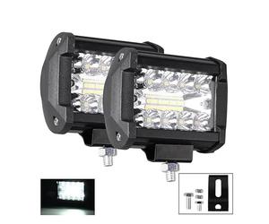 DQRG Luces Circulación Diurna Luz Trabajo Para Coche LED Todoterreno Focos 4x4 Lámpara Antiniebla Faro Diodo SUV ATV Tractor Barco Camiones 12V Y 24V Cubiertaconjunto Faro(60W 2PCS)