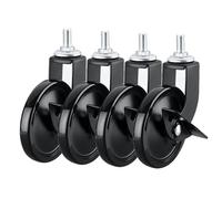 DQRMVV Ruedas Giratorias con Vástago Roscado M8X15, 73.5mm Ruedas para Muebles De Alta Resistencia, Juego De 4, Ruedas Industriales, Ruedas Suaves Y Silenci(Size:4 Braked,Color:Negro)