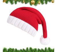 Dqsgiqe Gorro de Papá Noel de punto - Gorro de Navidad rojo con pompón | Gorro de invierno - para vacaciones, fiestas, sociedades, familia, invierno, celebraciones, interiores y exteriores