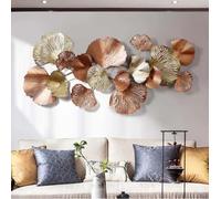 DQSPDBD Decoración de pared de metal con hojas de ginkgo, escultura colgante de lujo 3D, exquisita obra de arte de flores