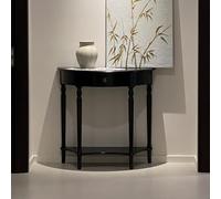 DQSPDBD Mesa consola de media luna, mesa de entrada de madera maciza con cajón, estante de almacenamiento semicircular para sala de estar y pasillo