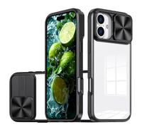 Dqtaoply Funda Compatible con iPhone 16 Plus, Carcasa Cubierta de Cámara Deslizante Proteger Transparente Anti-Choque Case para iPhone 16 Plus, Negro