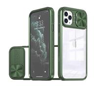 Dqtaoply Funda para iPhone 11 Pro [Protector Cámaras Deslizante] Silicona Bumper y Transparente Duro Back Panel, Antiarañazos y Protección de Cámara Case para iPhone 11 Pro, Verde
