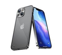 Dqtaoply Funda para iPhone 13, Mate Translúcido PC Duro Atrás y Metal Marco Case Protección contra Caídas Carcasa para iPhone 13, Negro