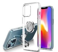 Dqtaoply Funda para iPhone 14 Plus con Transparente, Soporte 360 Anillo Metal y Ultradelgado Silicona TPU Case Compatible con iPhone 14 Plus, Transparente