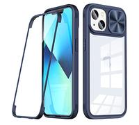 Dqtaoply Funda para iPhone 14 Plus, Cubierta de Cámara Deslizante Proteger 360 Funda Completa Transparente Case con Protector de Pantalla Integrado Carcasa para iPhone 14 Plus, Azul