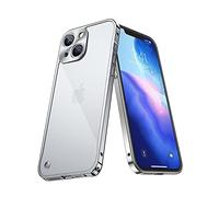Dqtaoply Funda para iPhone 14 Plus, Mate Translúcido PC Duro Atrás y Metal Marco Case Protección contra Caídas Carcasa para iPhone 14 Plus, Plateado