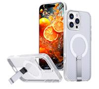 Dqtaoply Funda para iPhone 16 Pro MAX con Soporte, Transpirable de Disipación de Calor + Cubierta de Borde de Silicona a Prueba de Golpes Magnética Case para iPhone 16 Pro MAX, Blanco