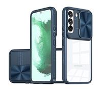 Dqtaoply Transparente Funda Compatible con Samsung Galaxy S22 Plus, Carcasa Cubierta de Cámara Deslizante Proteger Anti-Choque Case para Galaxy S22 Plus, Azul