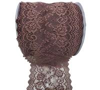 DQZRTUECA 4 piezas de cinta elástica de encaje con patrón de flores de 15 cm de ancho y 1 yarda de ancho.(Coffee)
