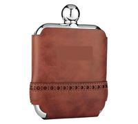 DQZRTUECA Botellas portátiles, Mini frasco cuadrado de acero inoxidable 304 6 oz con estuche cuero for licor(#2)