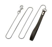 DQZRTUECA Cadena de entrenamiento for mascotas con correa de cadena de serpiente de acero inoxidable de 4 mm, correa de metal for perros con asa acolchada de cuero, adecuada for perros medianos y gran
