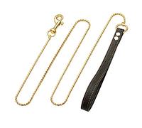 DQZRTUECA Cadena de entrenamiento for mascotas con correa de cadena de serpiente de acero inoxidable de 4 mm, correa de metal for perros con asa acolchada de cuero, adecuada for perros medianos y gran