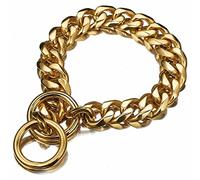 DQZRTUECA Cadena de eslabones cubanos de 19MM, eslabones de Metal de acero inoxidable, Collar de entrenamiento for caminar, collares de cadena for perros resistentes y fuertes for perros grandes y med