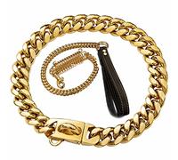 DQZRTUECA Cadena de estrangulamiento for perros Collar Collares de cadena for perros Cadena de oro de 14 mm Collar de cadena for perros medianos y grandes Collar Cadena de acero inoxidable fundido(26i