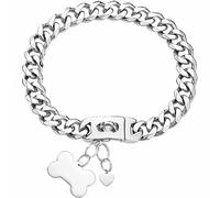 DQZRTUECA Collar de Cadena for Perro, Collar de Cadena de Metal for Caminar con Etiqueta de identificación for Perro, Gargantilla a Prueba de Masticar for Perros pequeños, medianos y Grandes(18'' (15