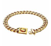 DQZRTUECA Collar de Cadena for Perro, Collar de Perro básico de Cadena Cubana de Metal de Acero Impermeable for Cachorro pequeño, Mascota Mediana y Grande(Gold,26inch)