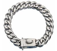 DQZRTUECA Collar de cadena for perros Cadena de plata Collar for perros Cadena de eslabones cubanos Eslabones de metal de acero inoxidable Collar de entrenamiento for caminar resistente de 19 mm for p