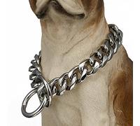 DQZRTUECA Collar de cadena for perros Collar de perro de cadena cubana resistente, 19 mm de ancho, eslabones de metal de acero inoxidable grueso y fuerte, collar de entrenamiento de lujo con cadena de