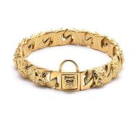 DQZRTUECA Collar de cadena for perros con hebilla Collar de cadena de estrangulamiento de eslabones cubanos dorados de metal de acero inoxidable de 32 mm de espesor y resistente for perros grandes(Gol