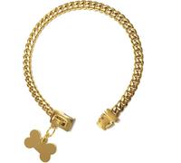 DQZRTUECA Collar for pasear Perros con Cadena de Acero Inoxidable Resistente de 10mm de Ancho, Collar de Entrenamiento masticable Resistente for Perros pequeños, medianos y Grandes(Gold,16 Inches)