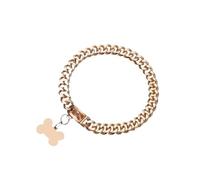 DQZRTUECA Collar for pasear perros con cadena de acero inoxidable resistente de 10mm de ancho, Collar de entrenamiento masticable resistente for perros pequeños, medianos y grandes(Rose gold,10 inches