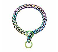 DQZRTUECA Collares for perros medianos, collar for perros con cadena de eslabones cubanos de 15 mm de espesor, collar for perros con cadena de oro chapado en multicolor resistente y resistente(Multico