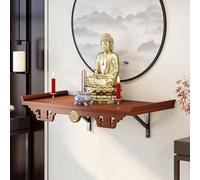 DQZRTUECA Conjunto de Altar y Vitrina Budista, Altar del Santuario de Buda Madera montado en la Pared, decoración hogar Que Ahorra Espacio, Varios tamaños(A,40x25cm/15.7" x 9.8")
