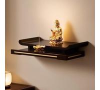 DQZRTUECA Conjunto de Altar y Vitrina Budista, Mesa de Altar Madera Maciza montada en la Pared con Espacio pequeño for Almacenamiento, marrón/Negro, 58/38 cm(Black,58cm/22.83in)