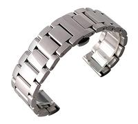 DQZRTUECA correa de reloj, 18 mm 20 mm 22 mm plateado con correa de acero inoxidable Botón Band de reemplazo de pulsación, hombres y mujeres con 2 barras de resorte brazalete(20mm)
