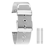 DQZRTUECA Correa de reloj, correa de acero inoxidable de malla 18/20/22 mm con barra de resorte y pulsador de metal de hebilla de reemplazo(18mm)