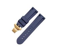 DQZRTUECA Correa de silicona suave para reloj de buceo, Correa de reloj de goma con cierre de mariposa de 24 mm y 26 mm for Luminor, sumergible, de silicona, color negro, 2/24 mm(Blue,22mm)