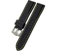 DQZRTUECA Correa de silicona suave para reloj de buceo, Correa de reloj de silicona suave e impermeable, color negro y amarillo, 19 mm, 21 mm, 20 mm, 22 mm, 23 mm y 24 mm, 20 mm(Black yellow,21 mm)