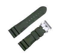 DQZRTUECA Correa de silicona suave para reloj de buceo, Goma de silicona natural 24 26Mm Reloj Correa de pulsador hombre(Green silver clasp,22mm)