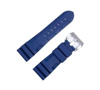 DQZRTUECA Correa de silicona suave para reloj de buceo, Goma de silicona natural 24 26Mm Reloj Correa de pulsador hombre(Blue silver clasp,26 mm)