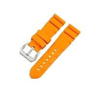 DQZRTUECA Correa de silicona suave para reloj de buceo, Goma de silicona natural 24 26Mm Reloj Correa de pulsador hombre(Orange silver clasp,26 mm)