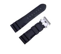 DQZRTUECA Correa de silicona suave para reloj de buceo, Goma de silicona natural 24 26Mm Reloj Correa de pulsador hombre(Black silver clasp,22mm)