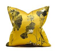 DQZRTUECA Fundas de Almohada cuadradas Lotus, 2 Unidades, Multicolor, Varios tamaños, poliéster(Yellow,50x50cm)