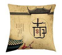 DQZRTUECA Fundas de cojín cuadradas (Paquete de 2), 45 x 45 cm, algodón y Lino, Doble Cara, diseño Zen y Lotus Multicolor.(E)