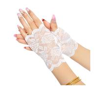 DQZRTUECA Guantes de cortesía, Guantes de Encaje for Mujer, Medio Dedo, Rejilla Baile for Novia, Multicolor(White)