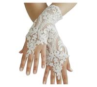 DQZRTUECA Guantes de cortesía, Guantes de Mujer con Medio Dedo Rejilla Hueca Encaje, Multicolor, for Boda(White)
