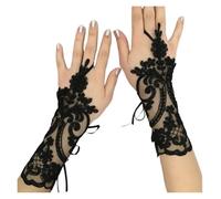 DQZRTUECA Guantes de cortesía, Guantes de Mujer con Medio Dedo Rejilla Hueca Encaje, Multicolor, for Boda(Black)