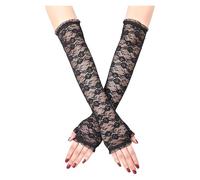 DQZRTUECA Guantes de cortesía, Guantes sin Dedos de Encaje Malla Ciclismo Ahueca hacia Fuera Largo Multicolor(Black)
