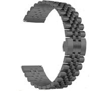 DQZRTUECA Mira la correa de acero inoxidable sólido cepillada, adecuada for correa de liberación rápida, correa de metal de reemplazo de acero inoxidable de acero inoxidable, 20 mm 22 mm(Black,22mm)