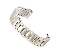 DQZRTUECA Mira la correa de la correa de la correa de la correa de acero inoxidable, con la barra de resorte de aguja de 12-24 mm(Silver gold,23mm)