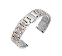 DQZRTUECA Mira la correa de la correa de la correa de la correa de acero inoxidable, con la barra de resorte de aguja de 12-24 mm(Silver rose,12mm)