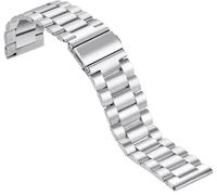 DQZRTUECA Mira la correa de metal de metal de acero inoxidable Reloj Strap Double Snap Buckle Tres Bead Watch Pocket 20 mm, 22 mm(Silver,22mm)